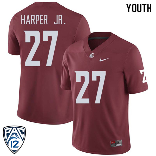 Youth #27 Sean Harper Jr. Washington State Cougars College Football Jerseys Sale-Crimson